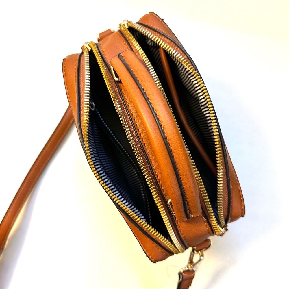 Brown Geometric Patterned Small Crossbody Bag - image 8